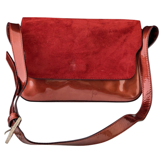Vintage Bally Red patent leather and suede handbag, Shoulder bag