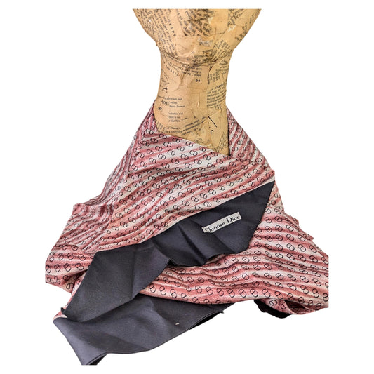Vintage Christian Dior monogram silk scarf, Long length, Cravat