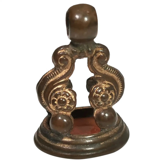 Antique Georgian bronze seal fob, Glass intaglio, Bearded man