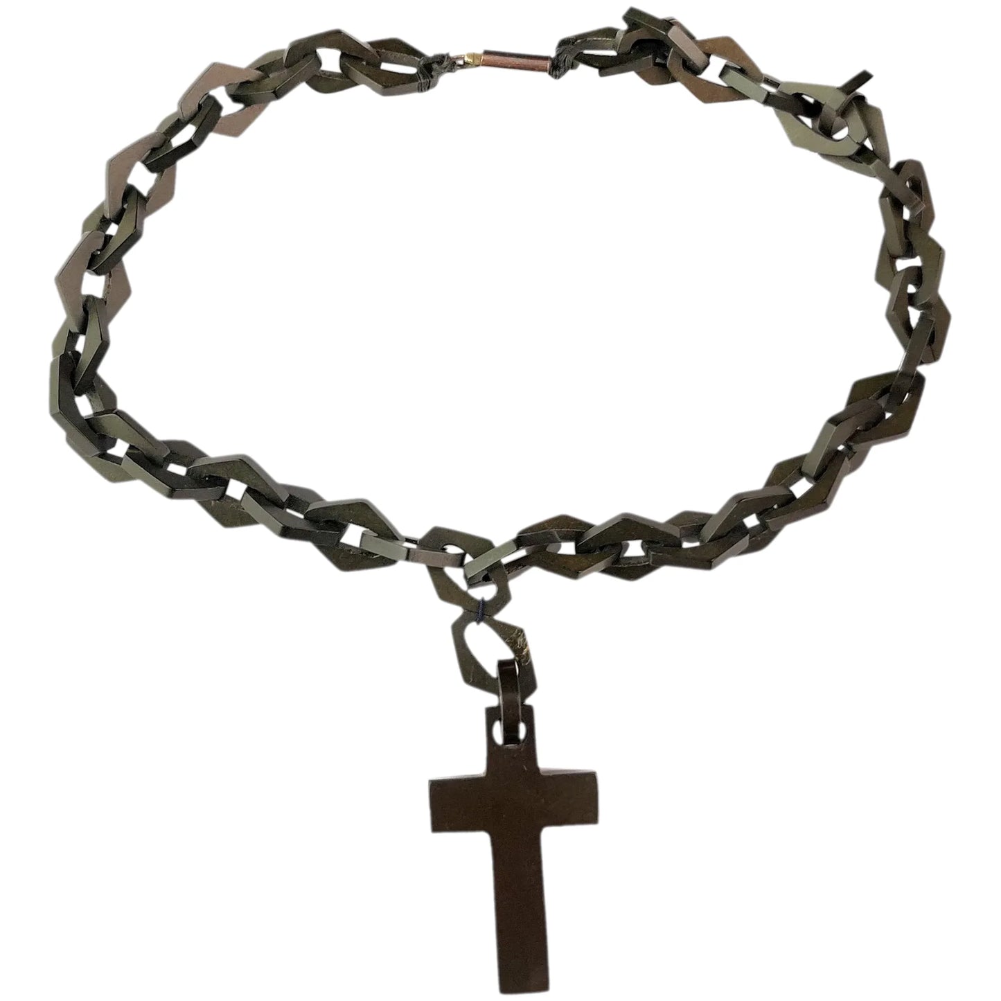 Antique Victorian Vulcanite Cross and chain necklace