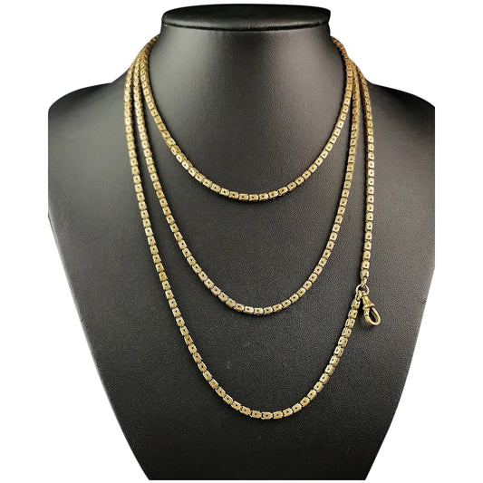 Antique Victorian Star punched long chain necklace, Longuard