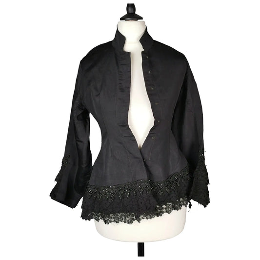 Victorian mourning blouse, jet and lace