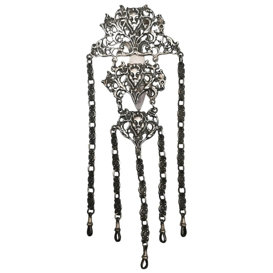 Antique sterling silver chatelaine, Art Nouveau