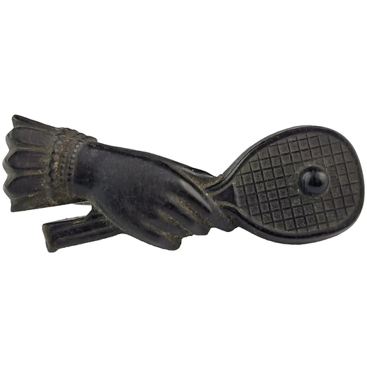 Antique Victorian tennis brooch, Bog oak