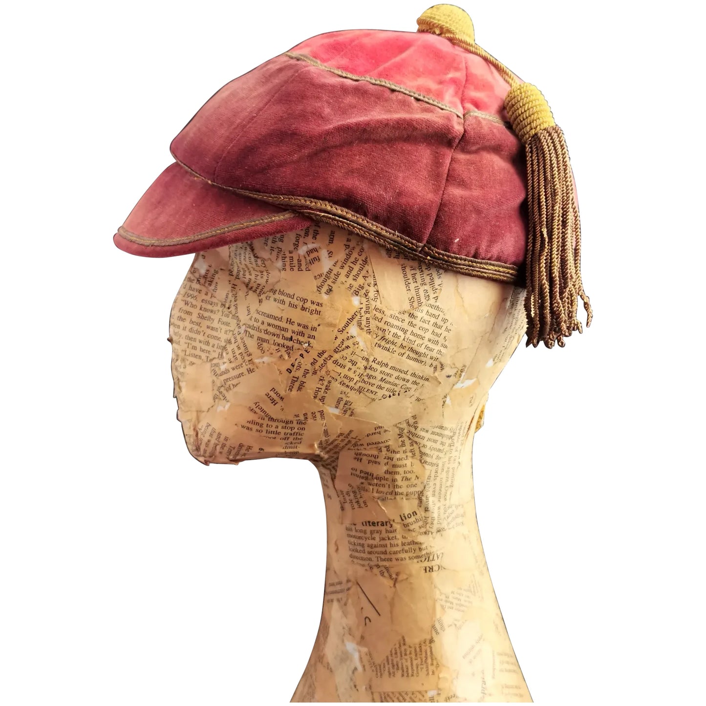 Antique velvet jockeys cap, sporting hat