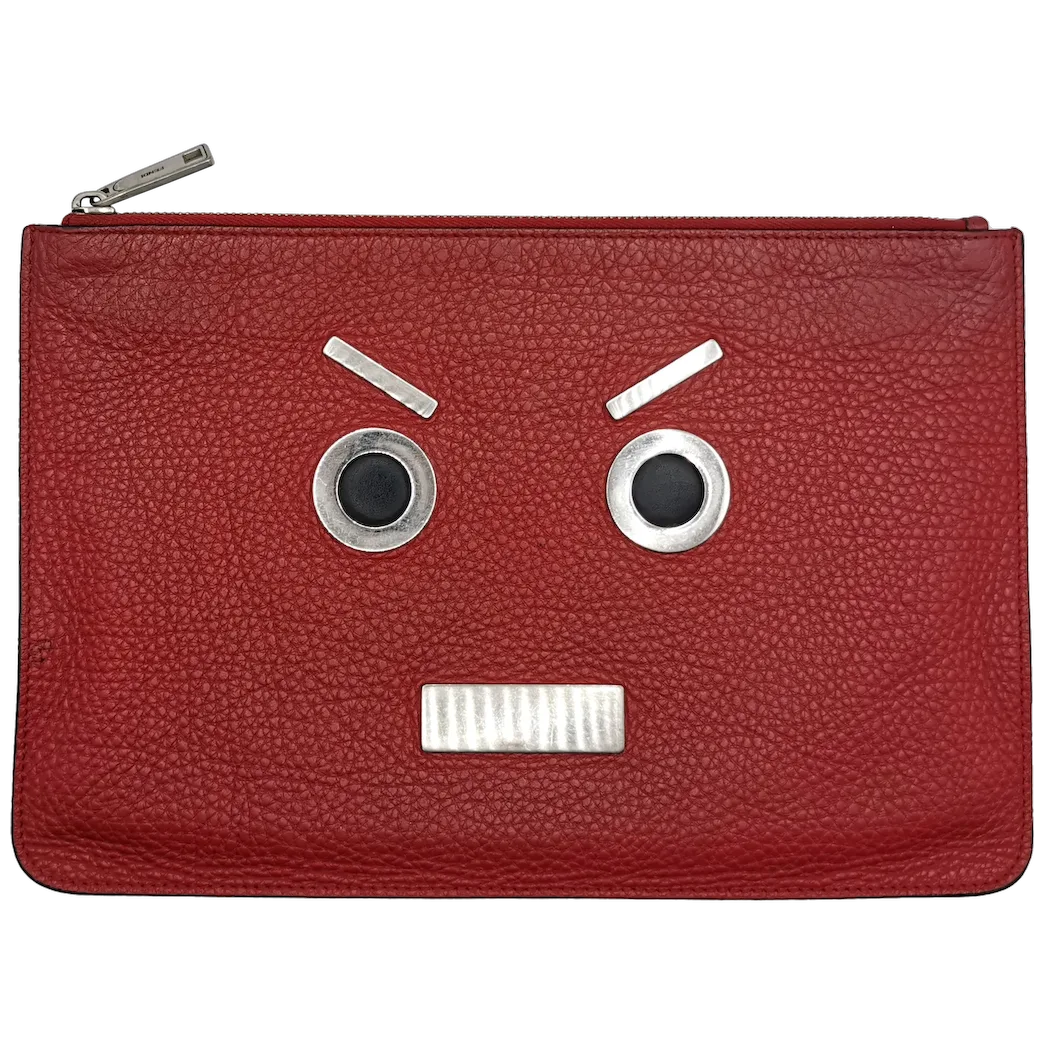 Fendi faces red leather clutch purse, No Words