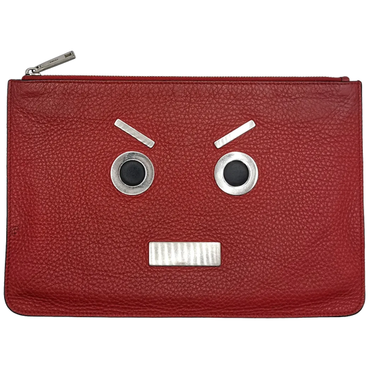 Fendi faces red leather clutch purse, No Words