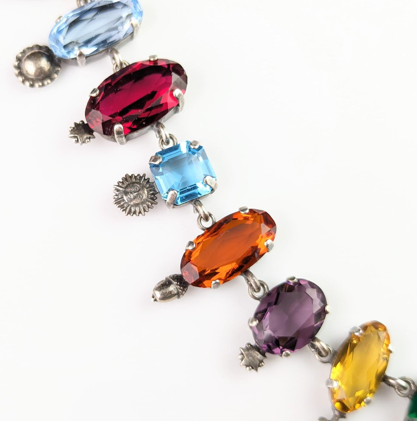 Rare vintage coloured paste collar necklace, Symbolic, Victorian style