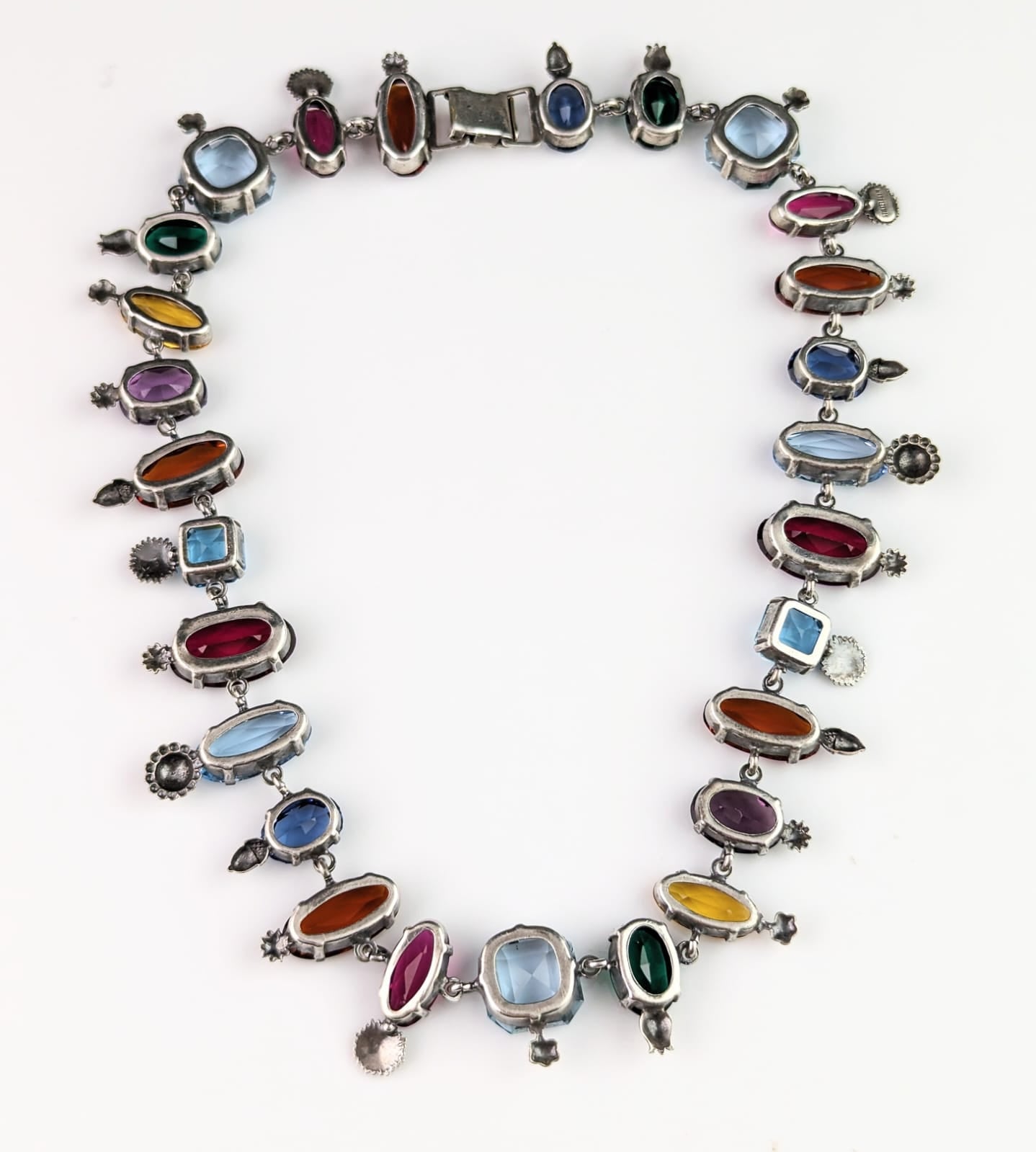 Rare vintage coloured paste collar necklace, Symbolic, Victorian style