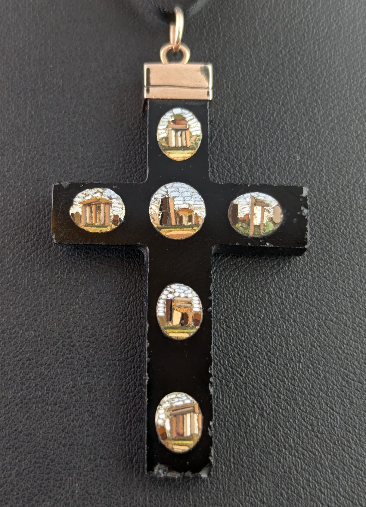 Antique Micro mosaic cross pendant, Grand Tour