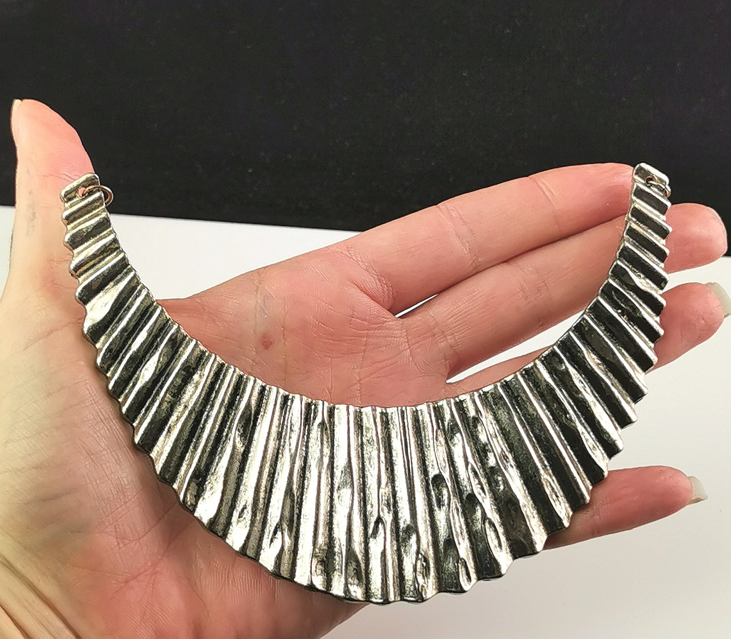 Vintage Brutalist style metal bib necklace