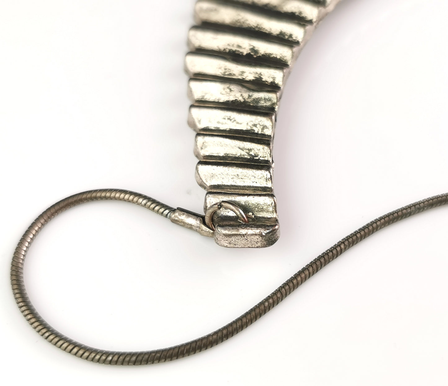 Vintage Brutalist style metal bib necklace