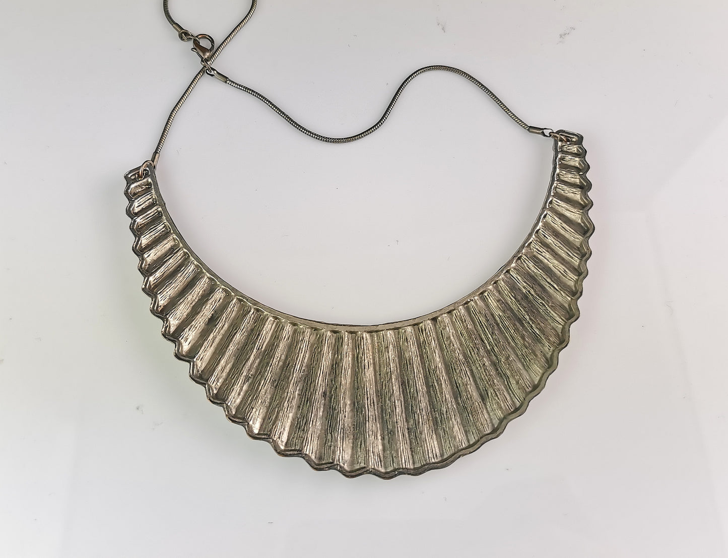 Vintage Brutalist style metal bib necklace