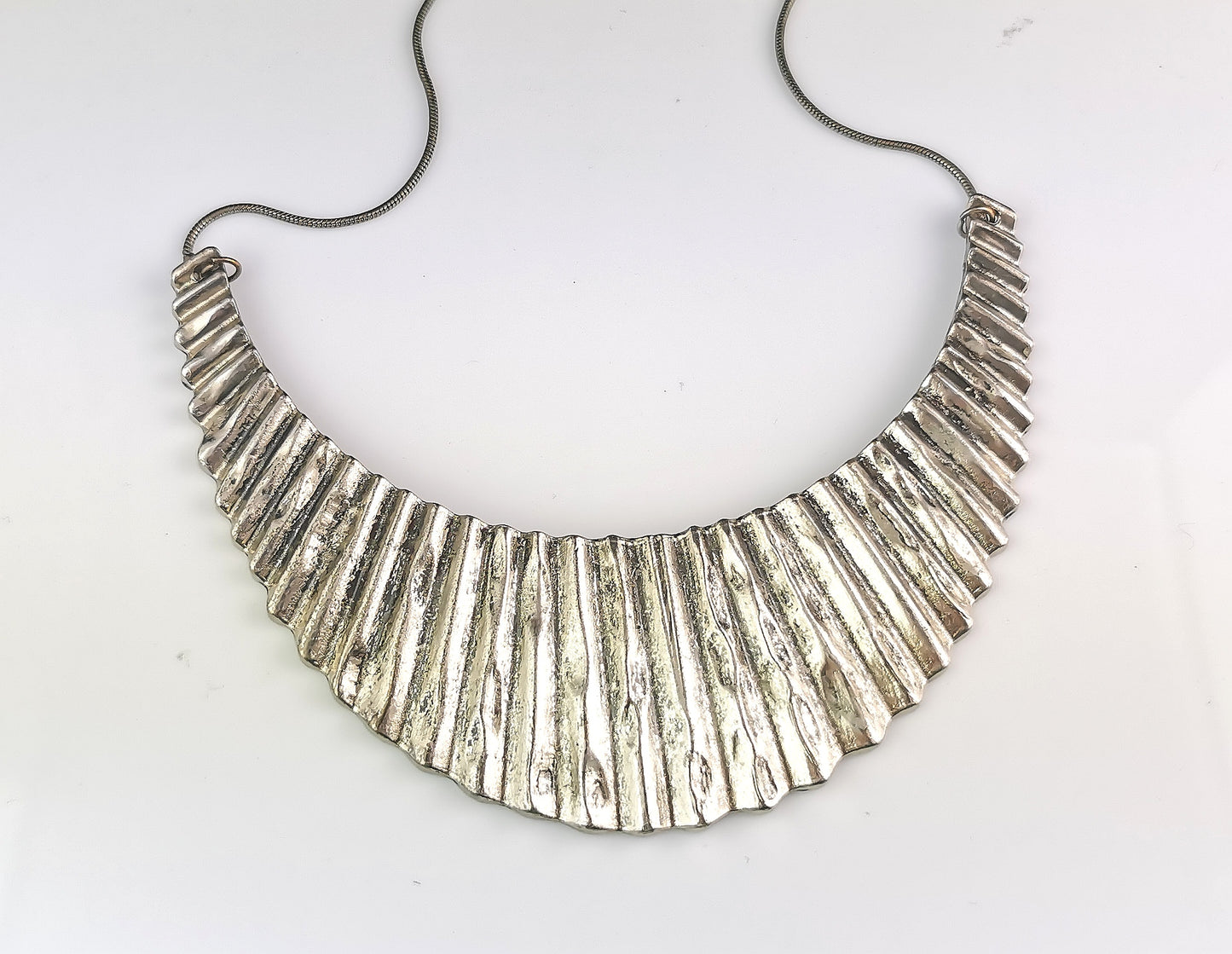 Vintage Brutalist style metal bib necklace