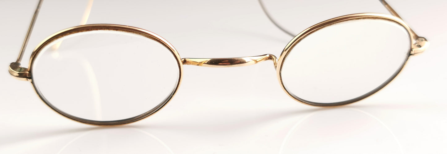 Vintage Art Deco 14ct gold framed spectacles, glasses