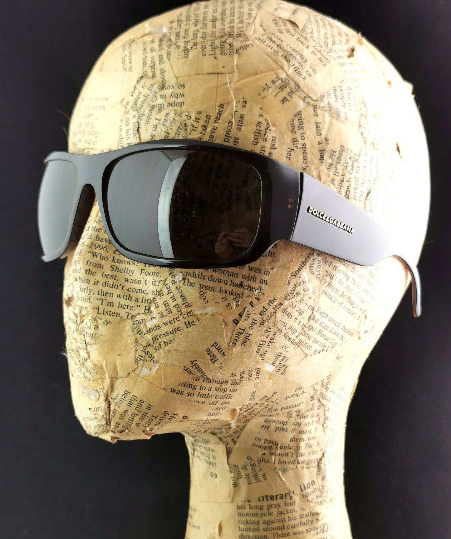 Dolce and Gabbana sunglasses, Brown wraparound frame, logo