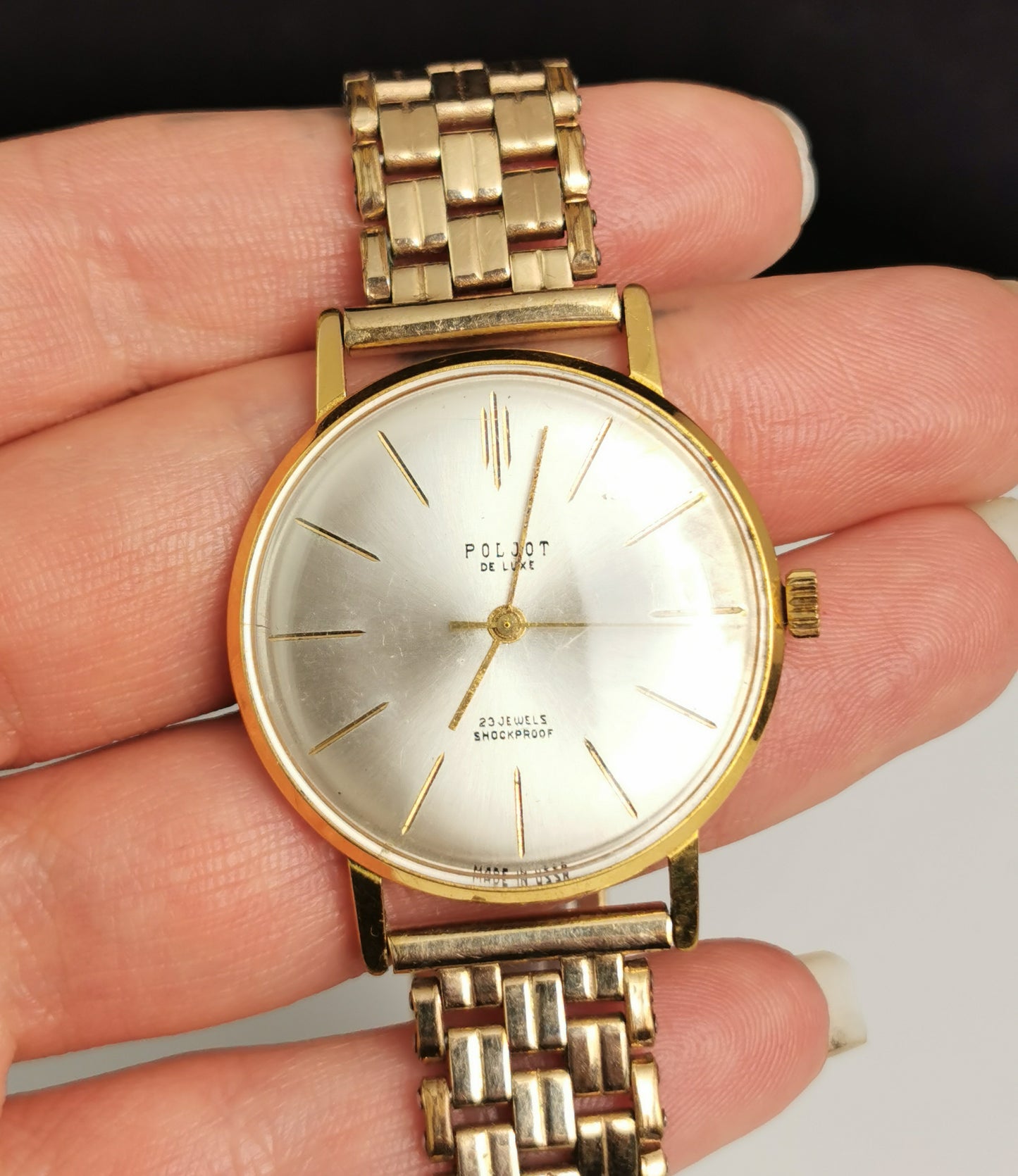 Vintage mens Poljot wristwatch, rolled gold, C1960s