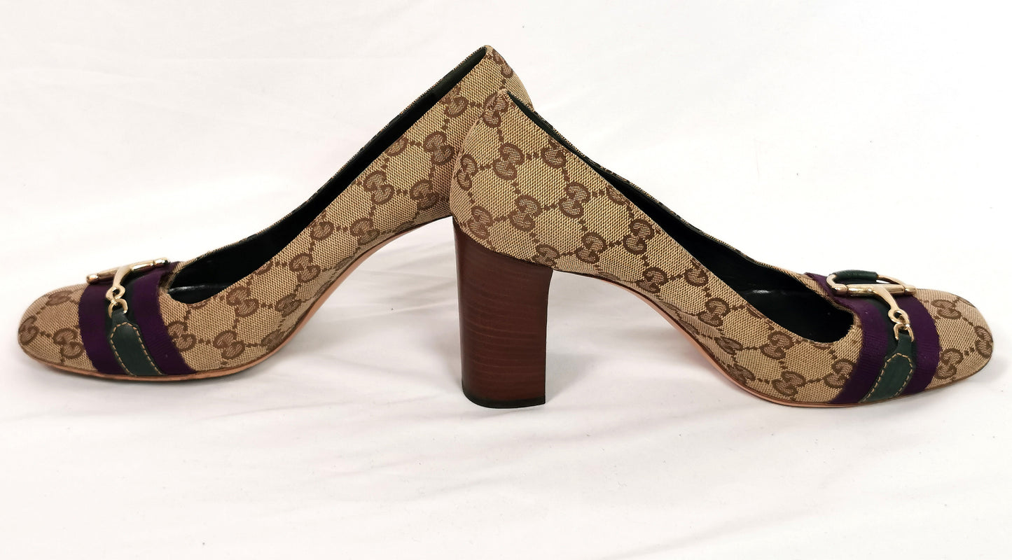Vintage Gucci monogram horsebit shoes, Heeled pumps