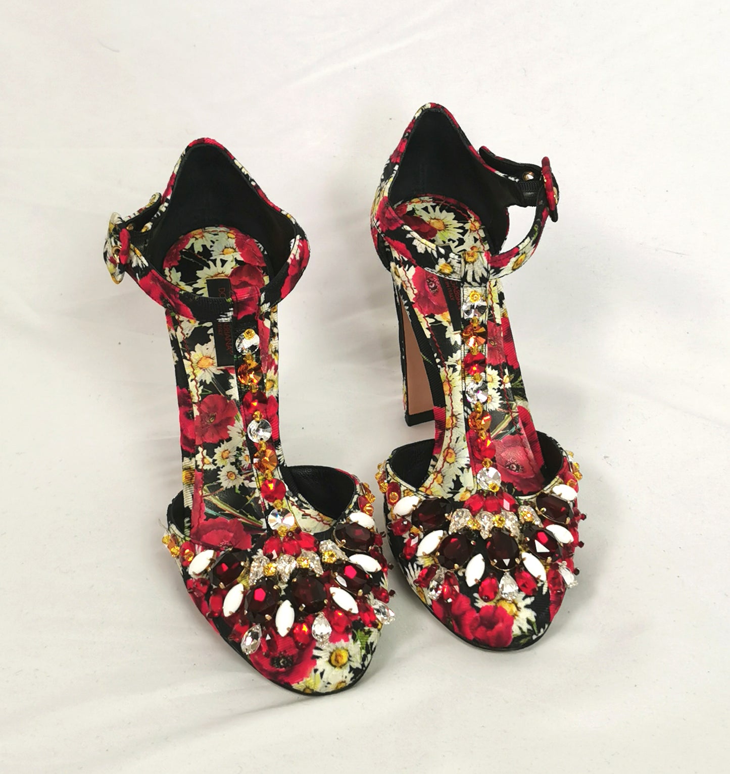 Dolce and Gabbana floral jewelled heeled sandals, Poppy and Daisy shoes