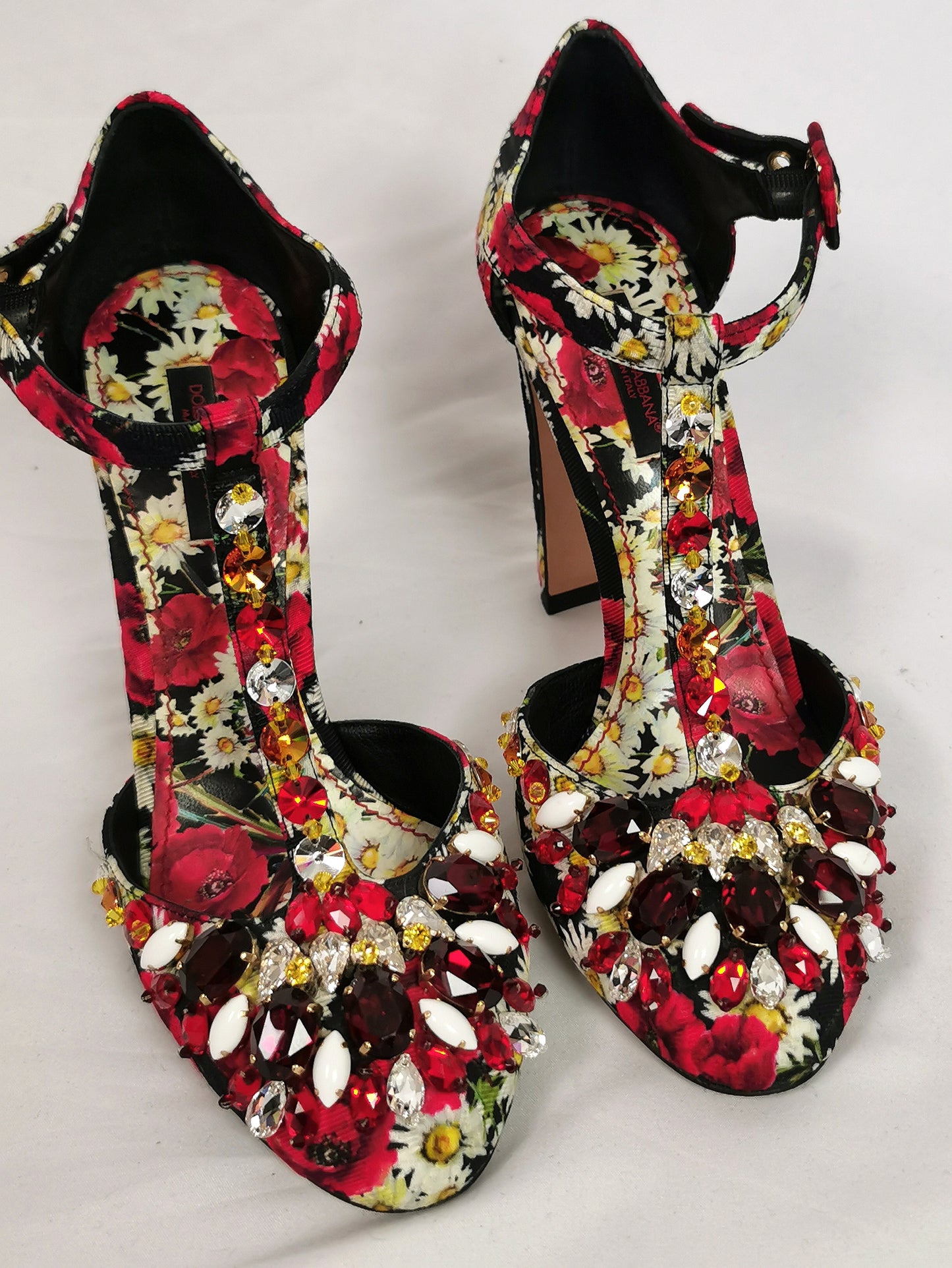 Dolce and Gabbana floral jewelled heeled sandals, Poppy and Daisy shoes