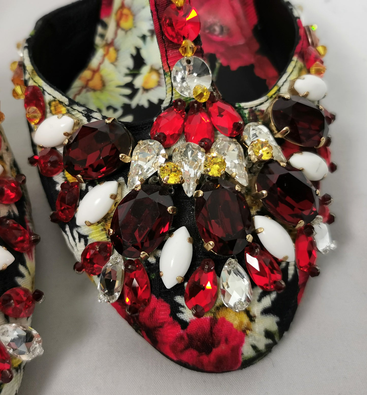 Dolce and Gabbana floral jewelled heeled sandals, Poppy and Daisy shoes