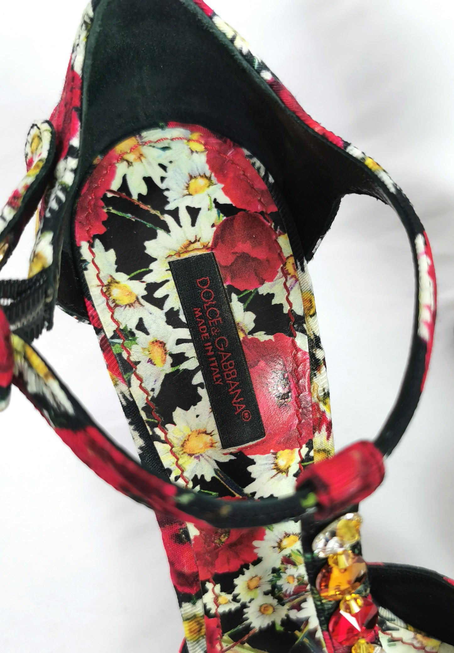 Dolce and Gabbana floral jewelled heeled sandals, Poppy and Daisy shoes