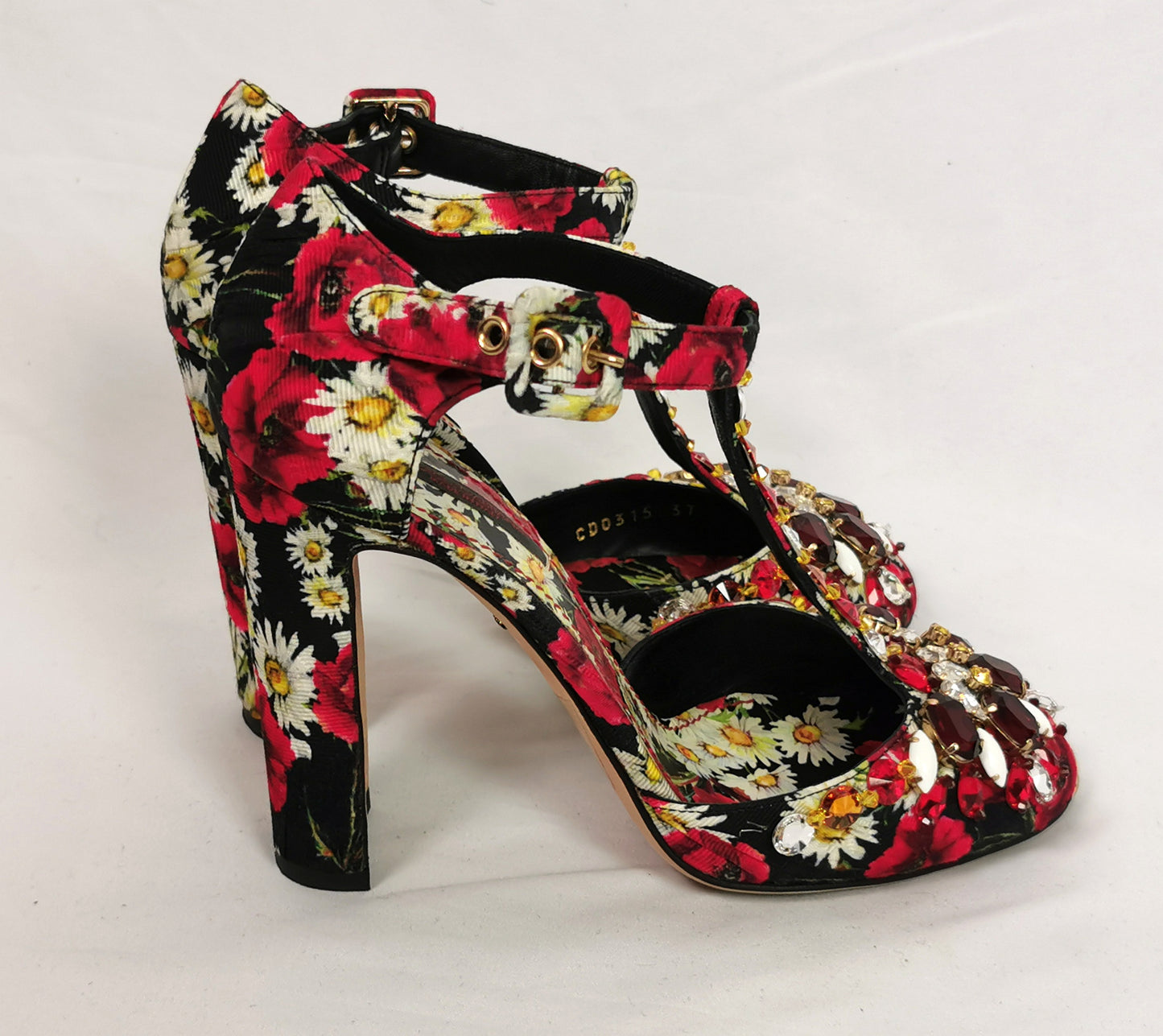 Dolce and Gabbana floral jewelled heeled sandals, Poppy and Daisy shoes