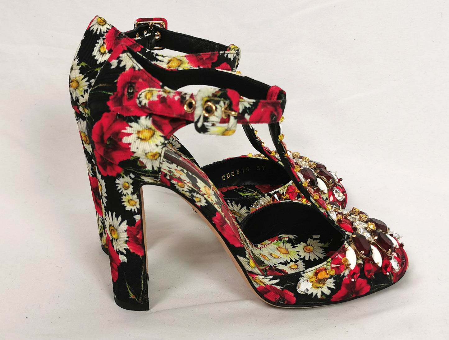 Dolce and Gabbana floral jewelled heeled sandals, Poppy and Daisy shoes