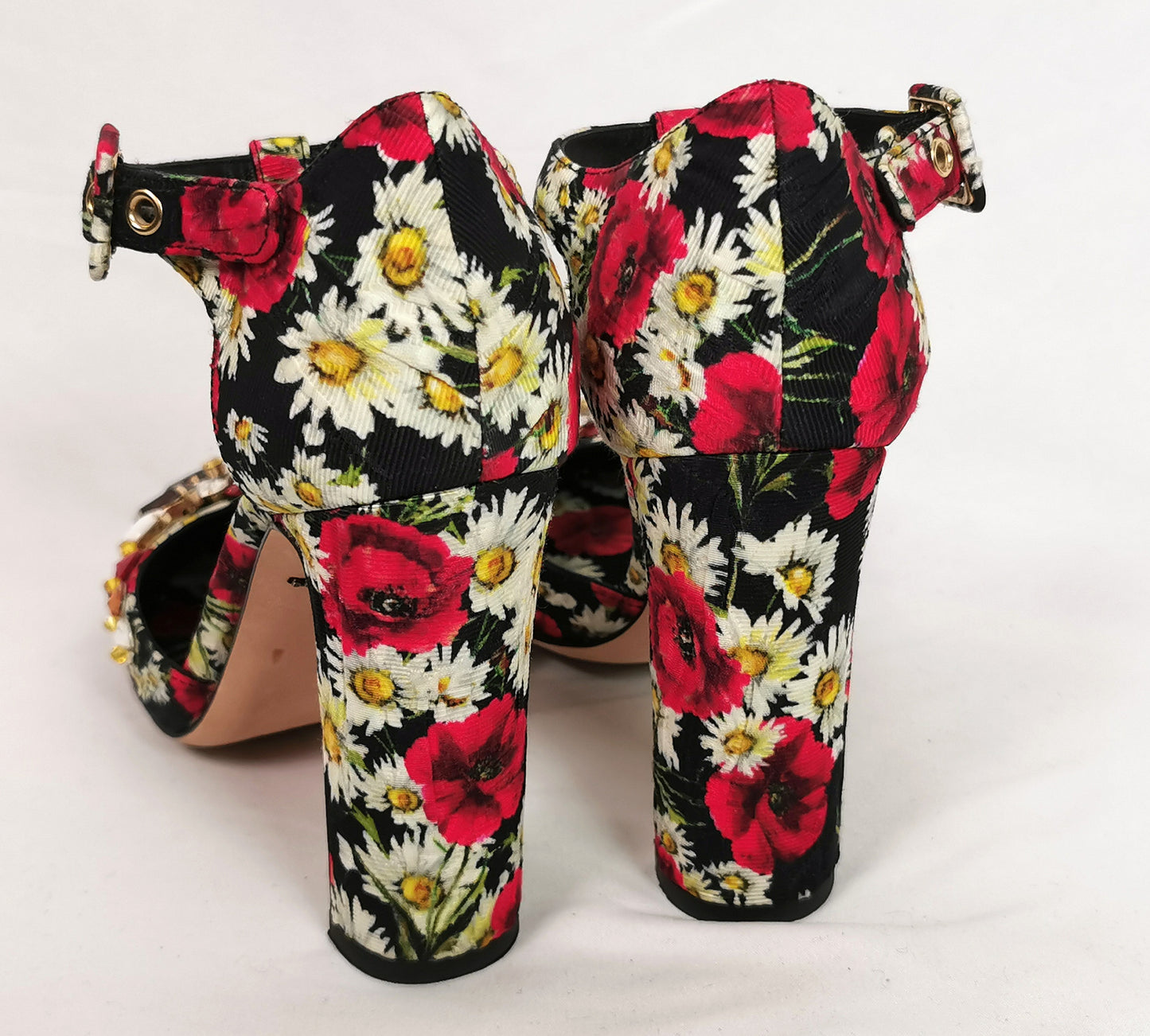Dolce and Gabbana floral jewelled heeled sandals, Poppy and Daisy shoes