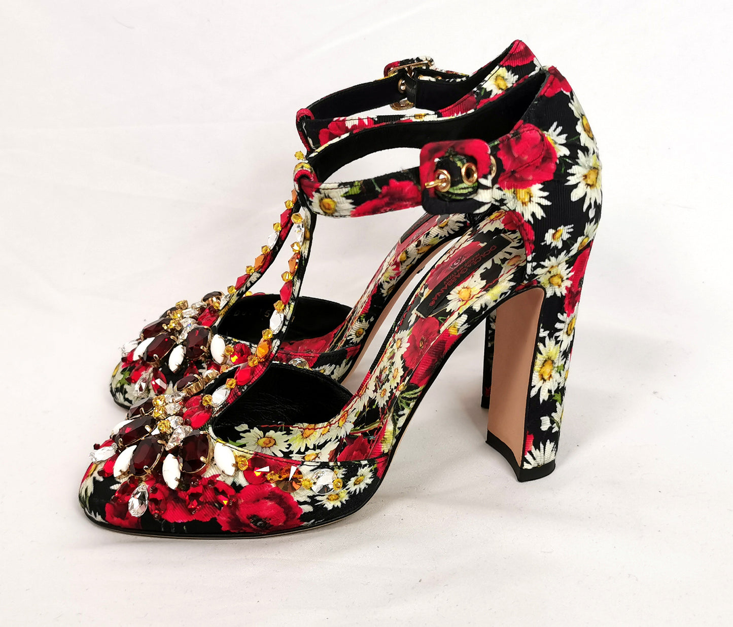 Dolce and Gabbana floral jewelled heeled sandals, Poppy and Daisy shoes