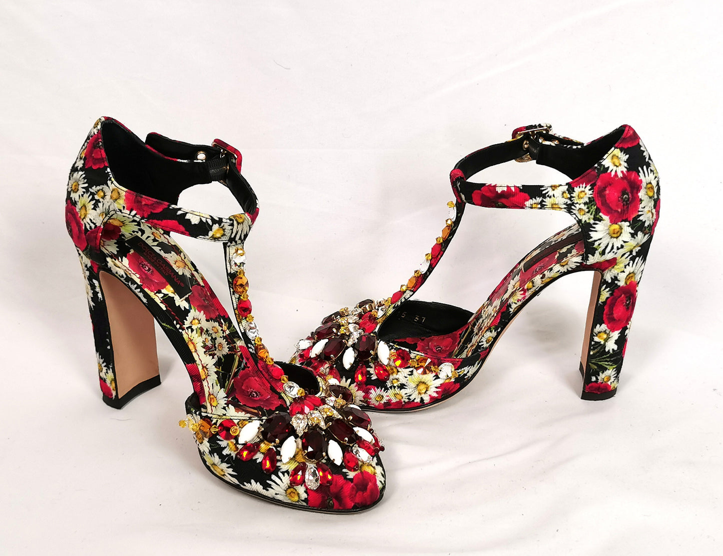 Dolce and Gabbana floral jewelled heeled sandals, Poppy and Daisy shoes