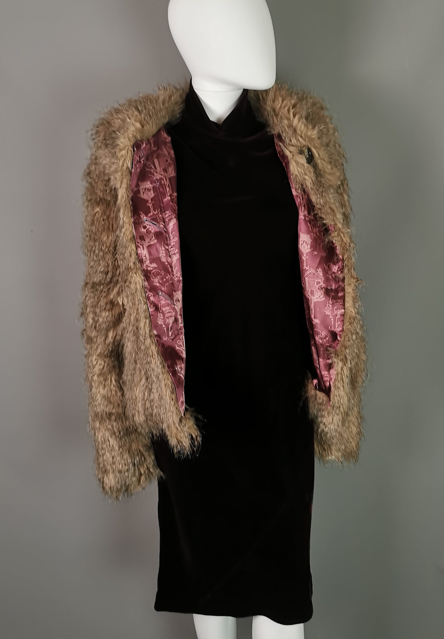 Vintage Faux fur Jacket, coat, Red or Dead