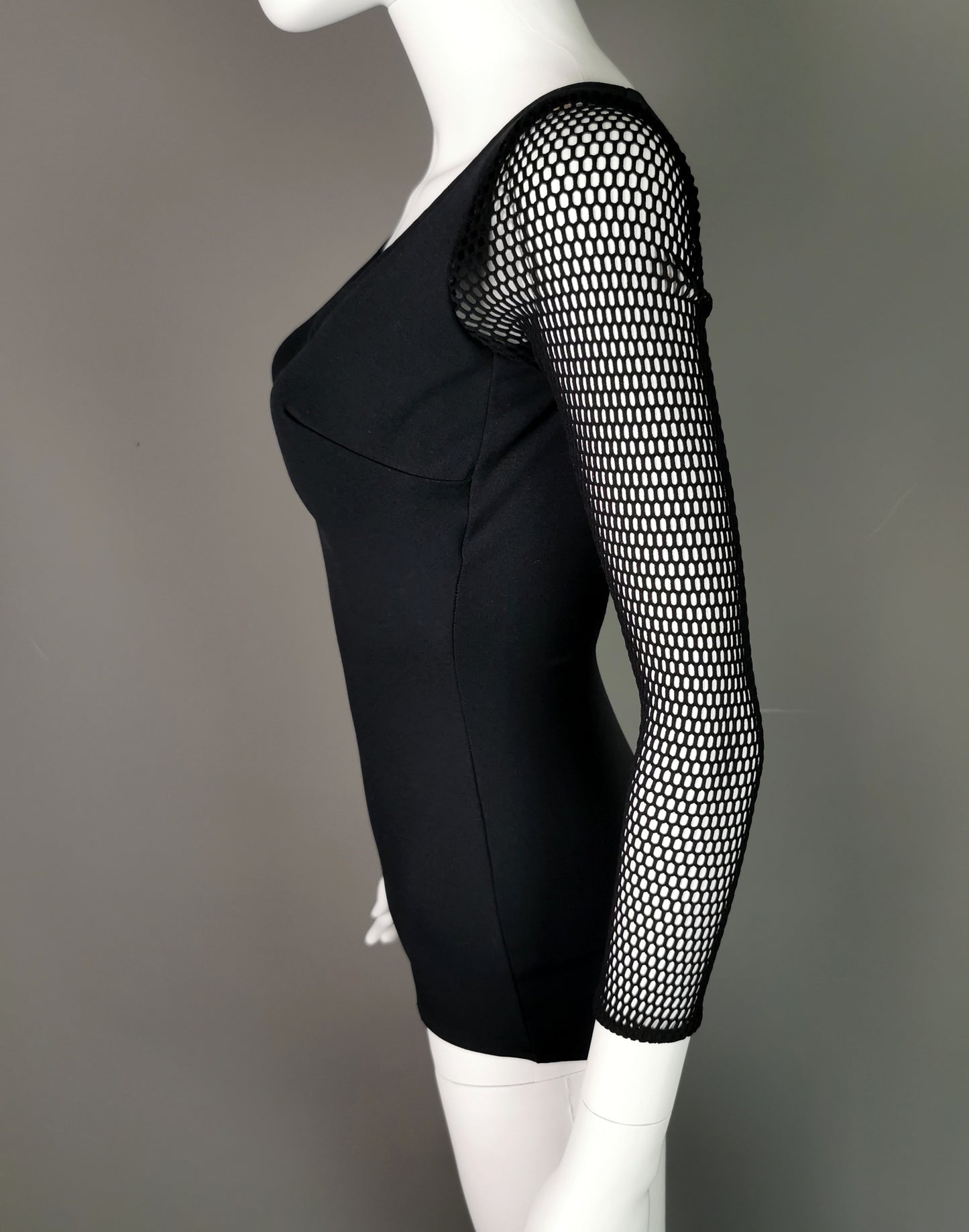 Vintage 1980s fishnet sleeve swimsuit