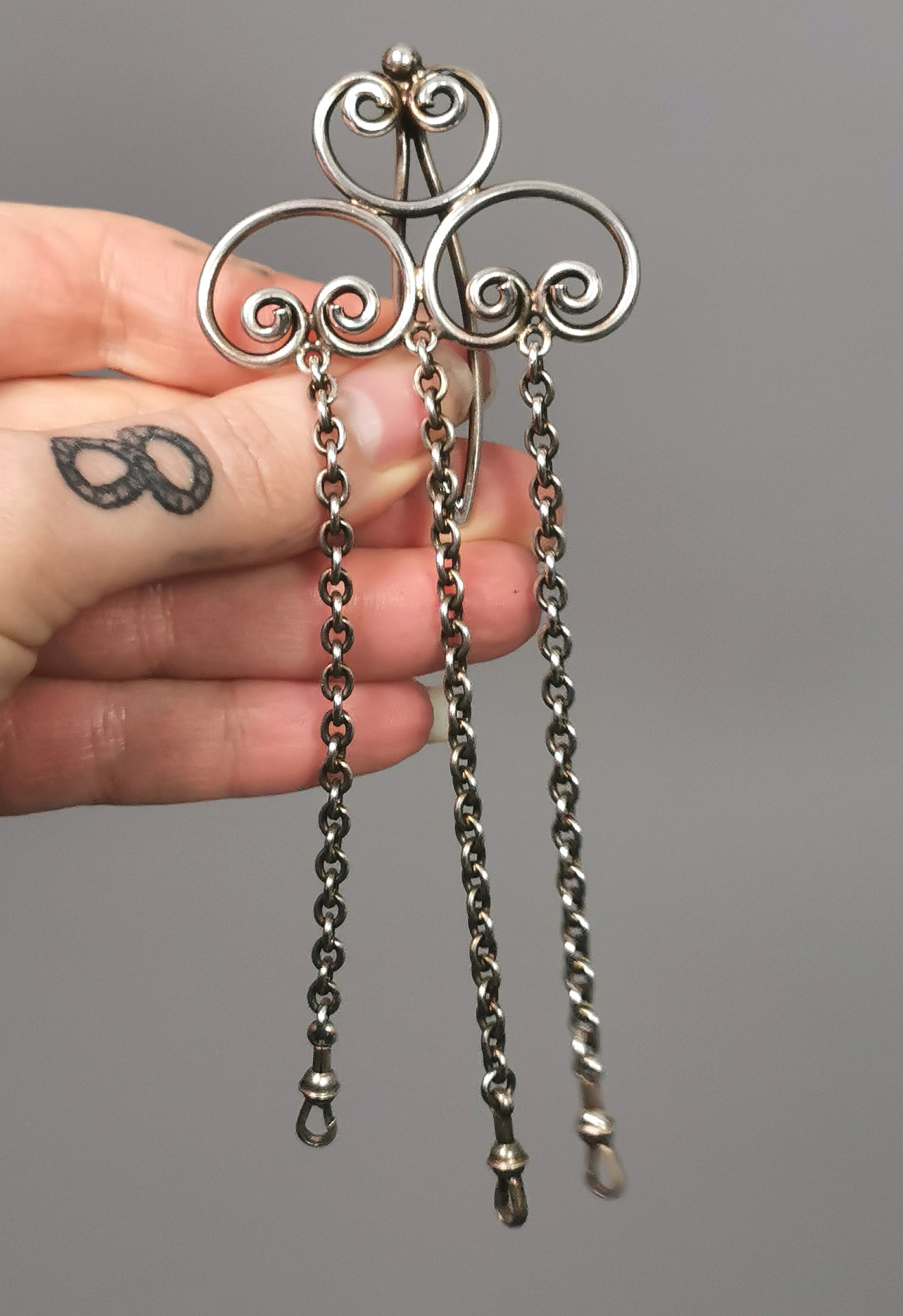 Antique Art Nouveau chatelaine, 900 silver