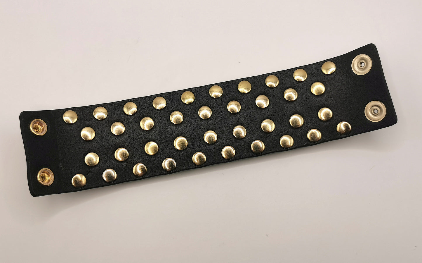 Balmain studded leather cuff bracelet, black and gold