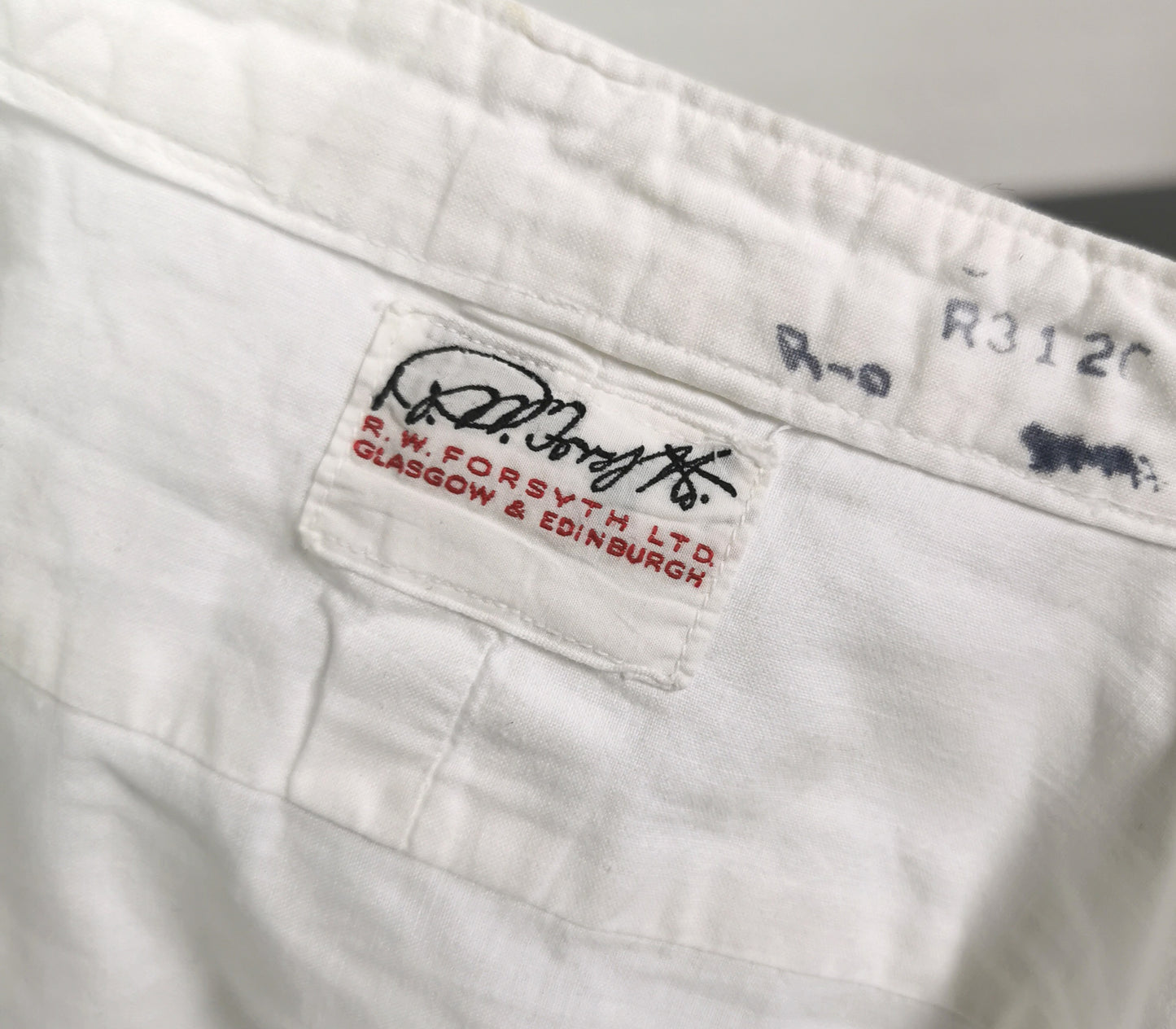 Vintage mens formal dress shirt, bib, C1940s Forsythe