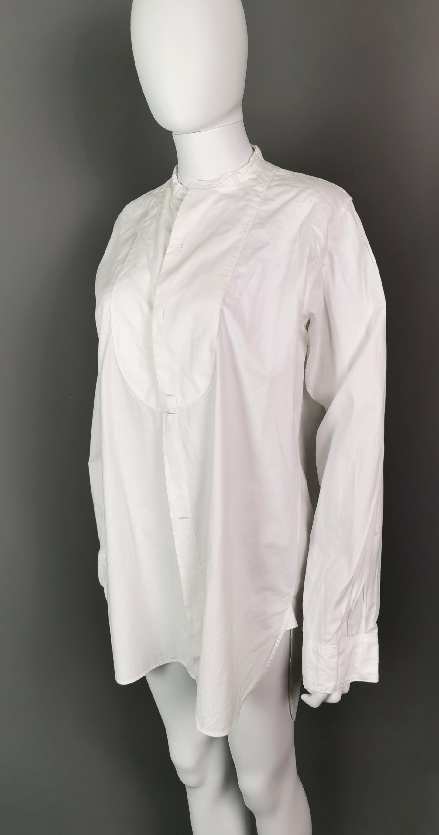 Vintage mens formal dress shirt, bib, C1940s Forsythe