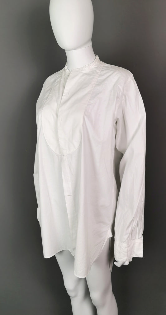 Vintage mens formal dress shirt, bib, C1940s Forsythe