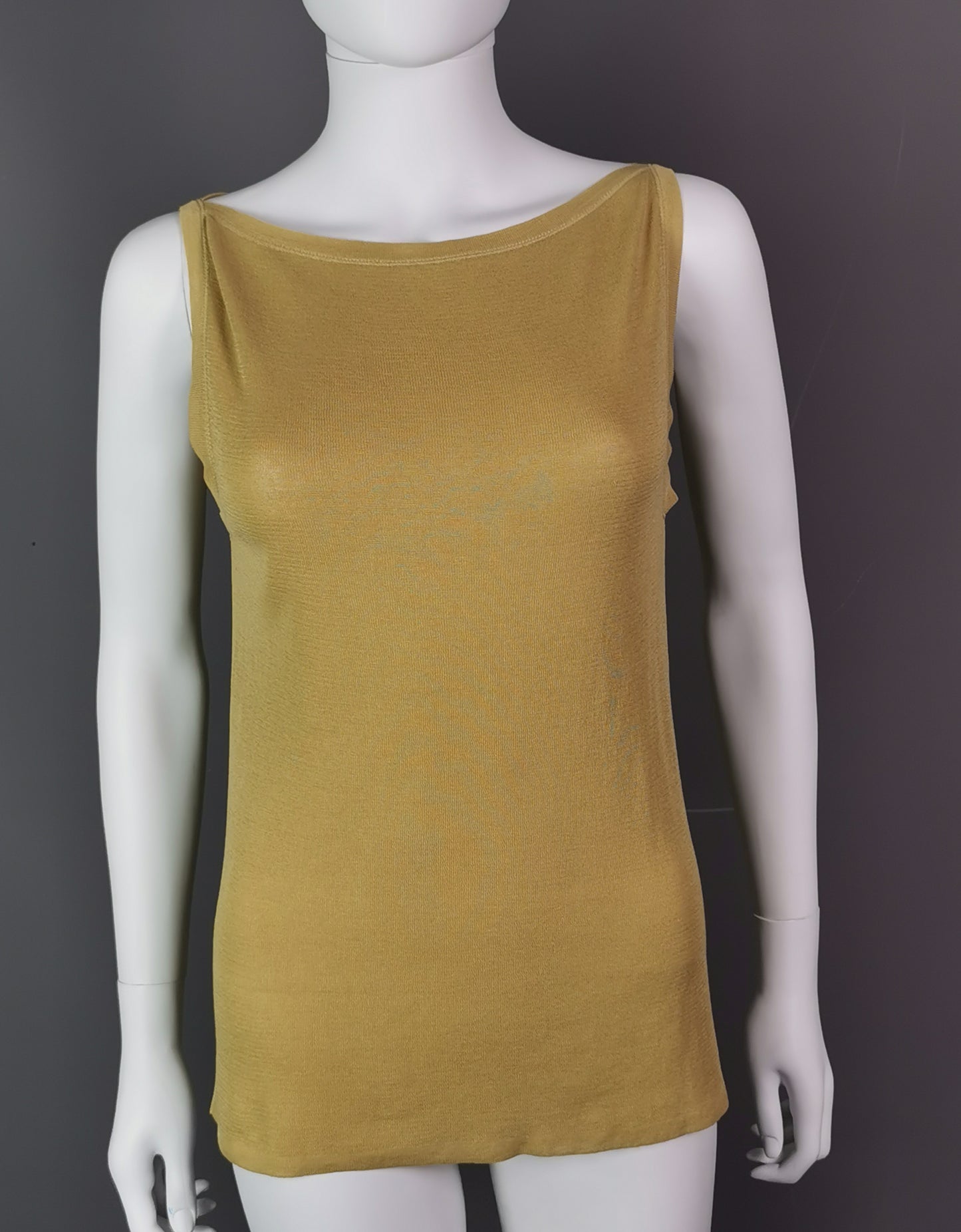 Gucci ladies mustard yellow tank top, cami, vest, Silk blend