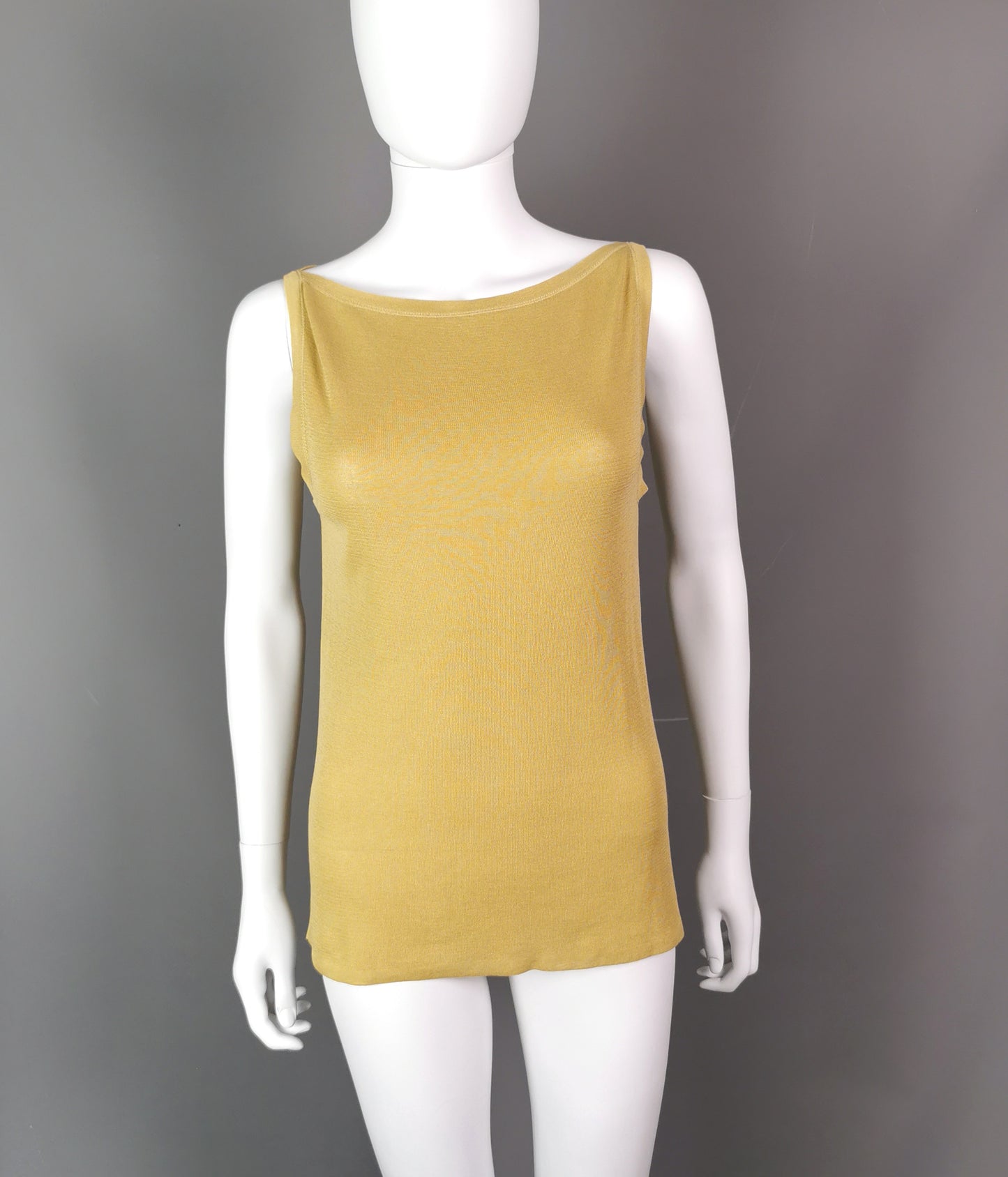 Gucci ladies mustard yellow tank top, cami, vest, Silk blend