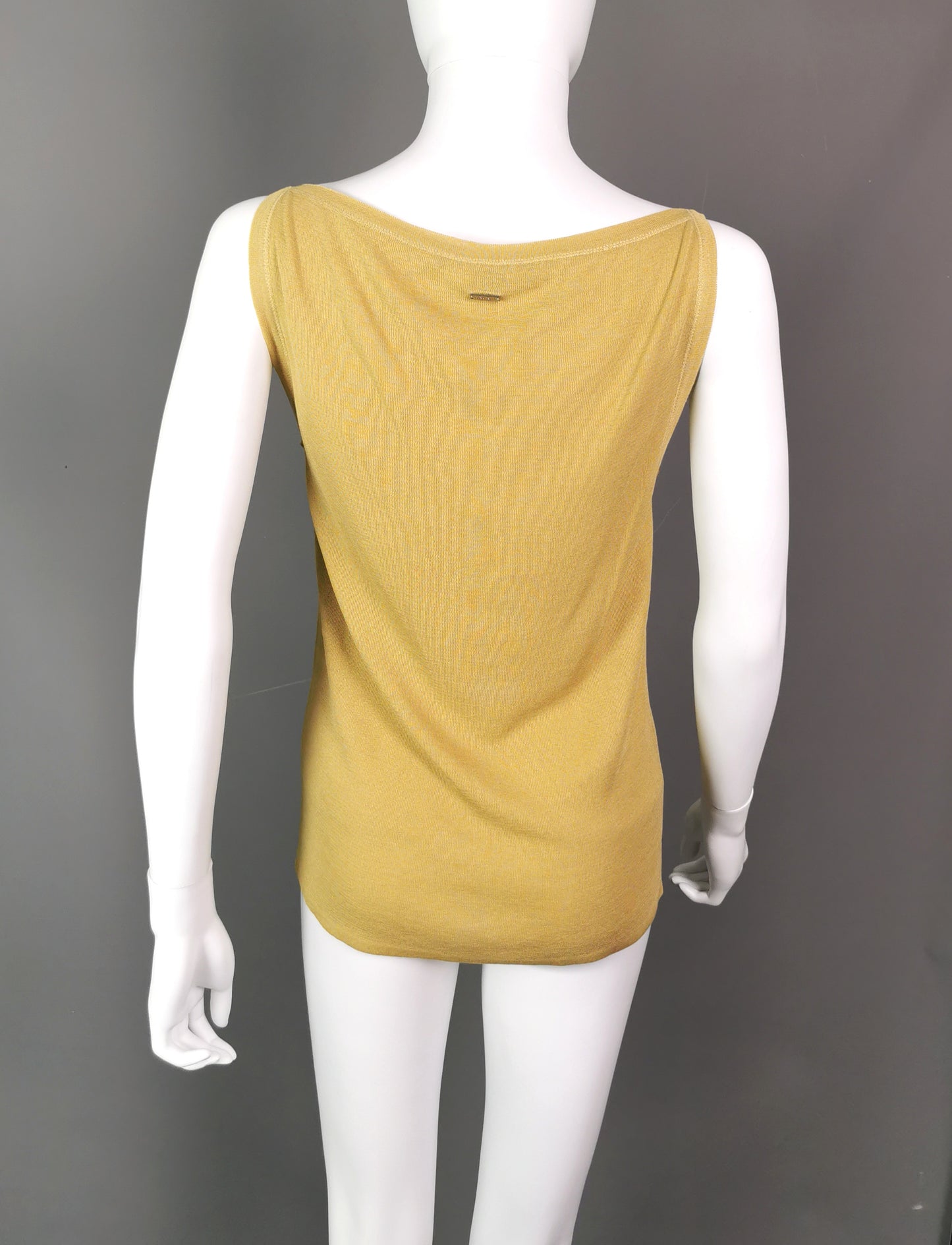 Gucci ladies mustard yellow tank top, cami, vest, Silk blend