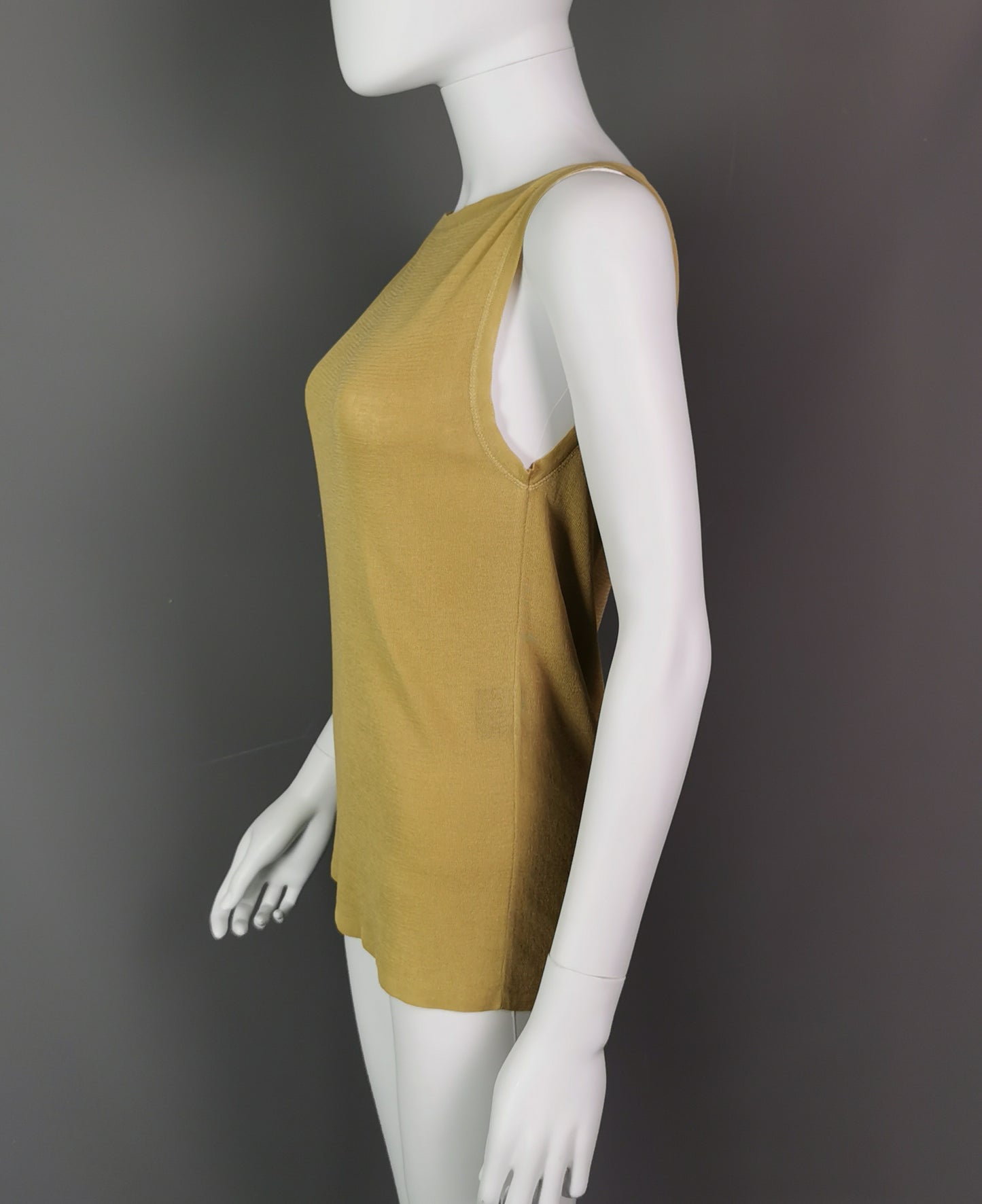 Gucci ladies mustard yellow tank top, cami, vest, Silk blend
