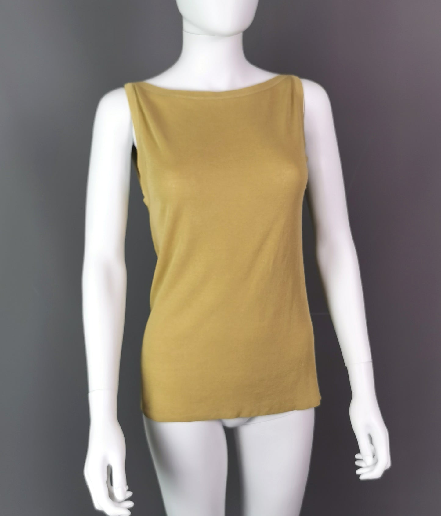 Gucci ladies mustard yellow tank top, cami, vest, Silk blend