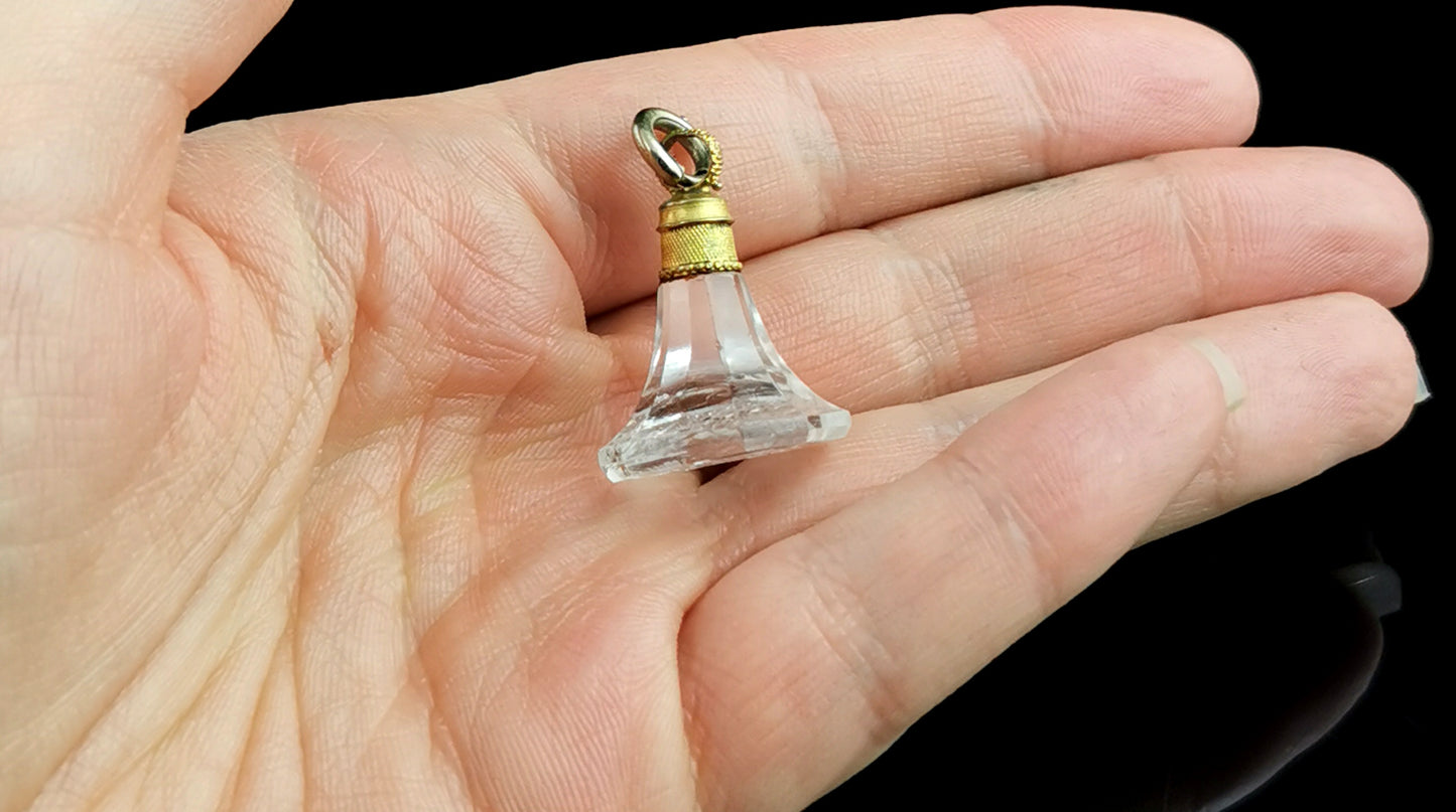Rare antique Georgian glass intaglio seal fob, Pinchbeck, Heraldic