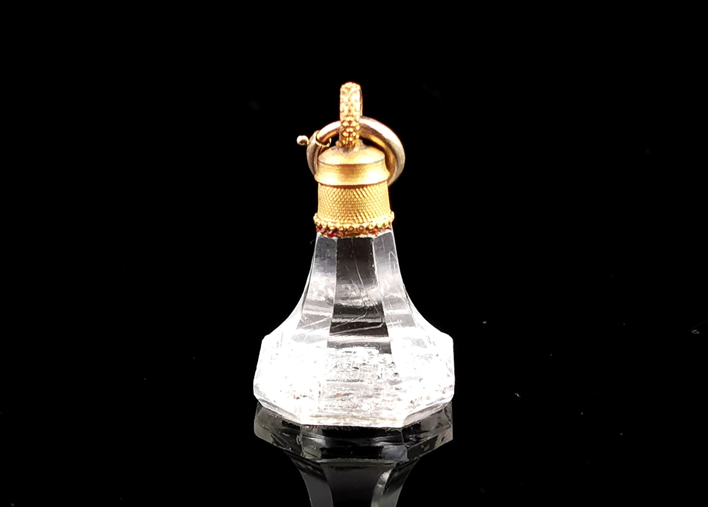 Rare antique Georgian glass intaglio seal fob, Pinchbeck, Heraldic