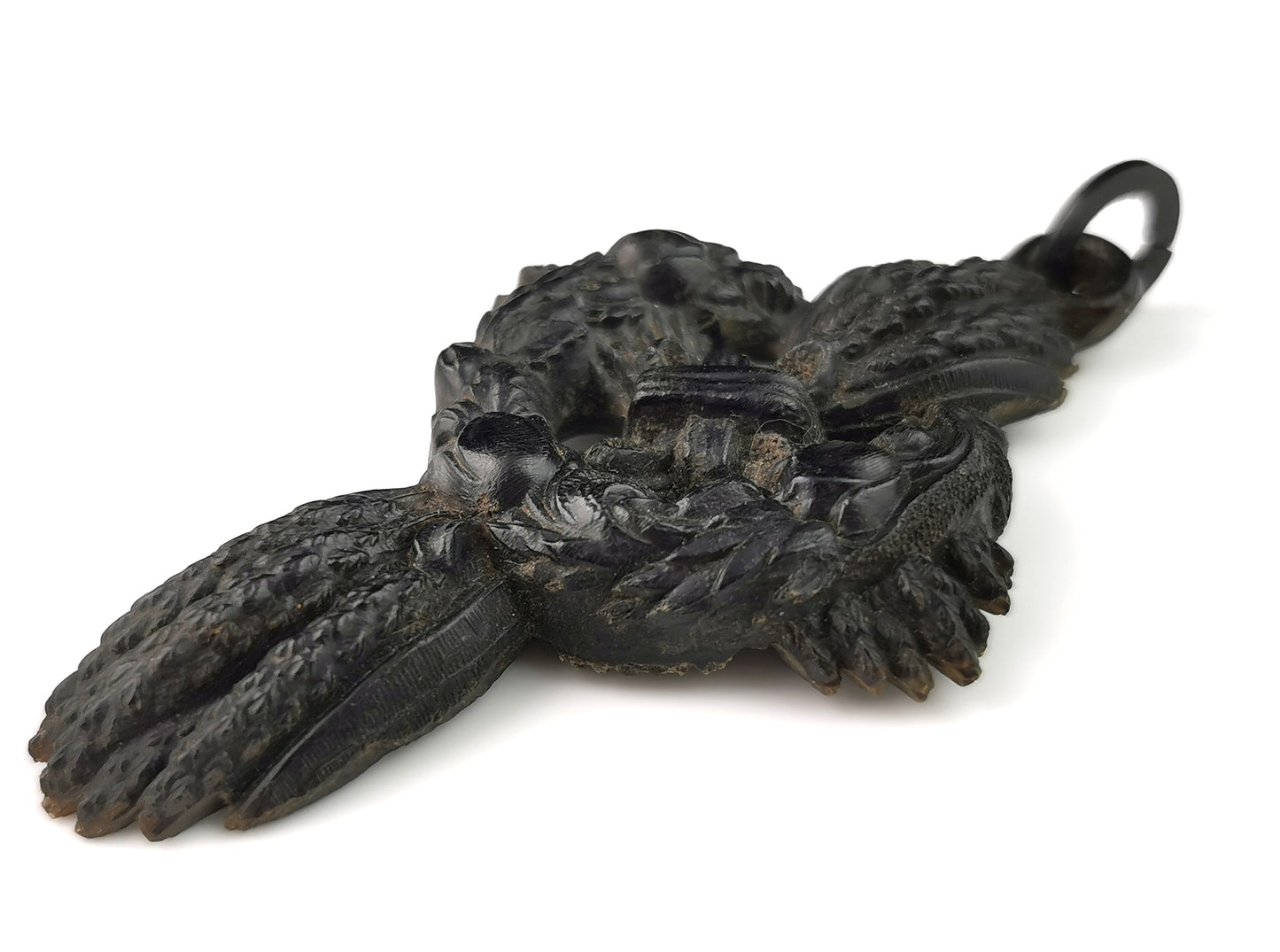 Antique Victorian mourning Cross pendant, Bog oak