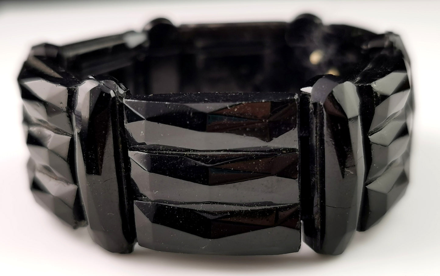 Antique Victorian French jet beaded bracelet, bangle