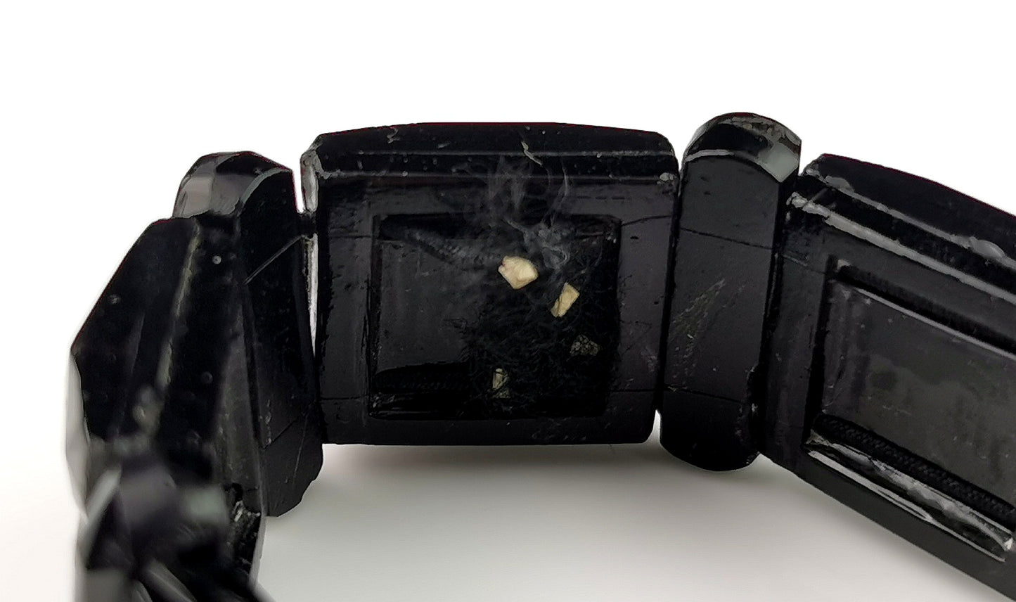 Antique Victorian French jet beaded bracelet, bangle