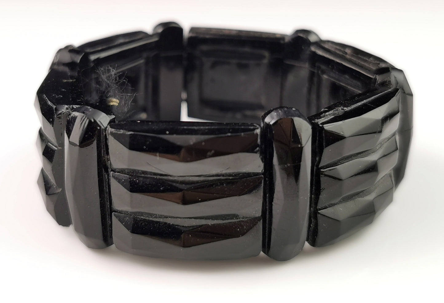 Antique Victorian French jet beaded bracelet, bangle