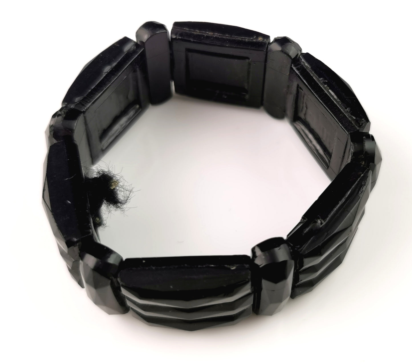 Antique Victorian French jet beaded bracelet, bangle